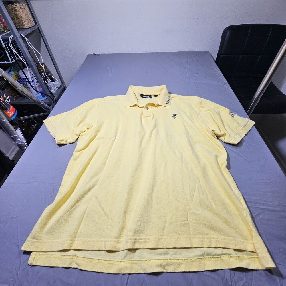Ashworth Mens Golf ShirtLarge Yellow Short Sleeve Logo